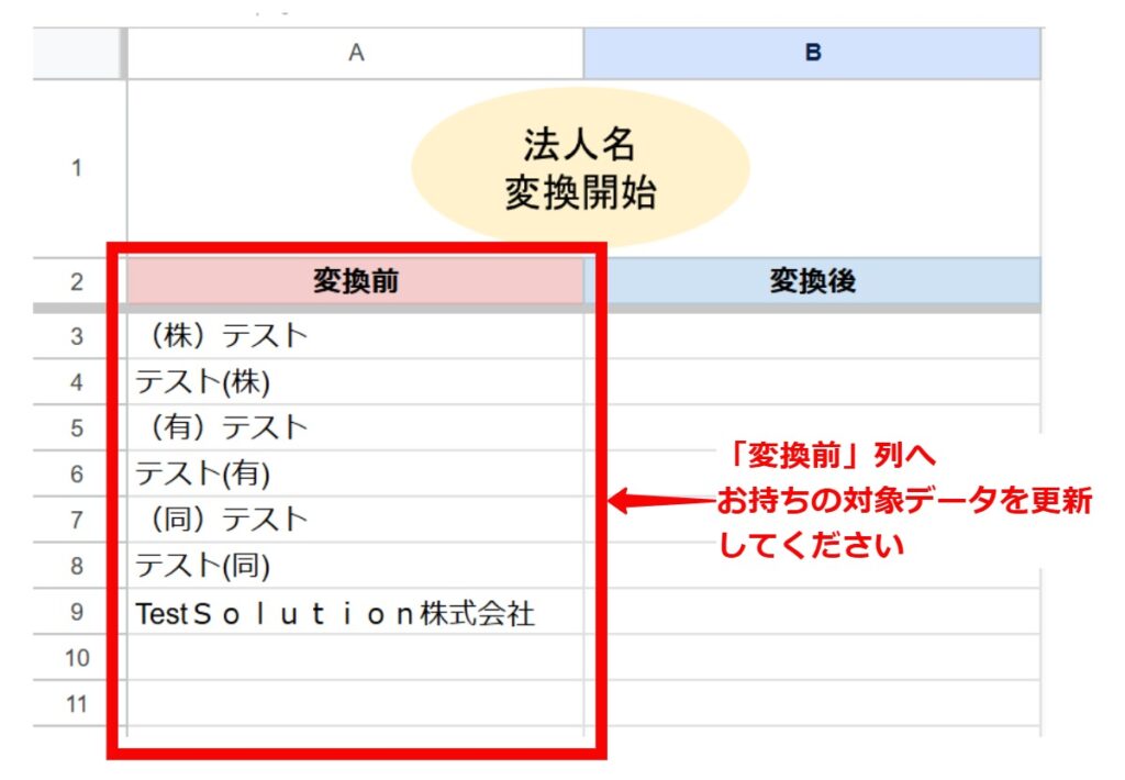 変換前の状態