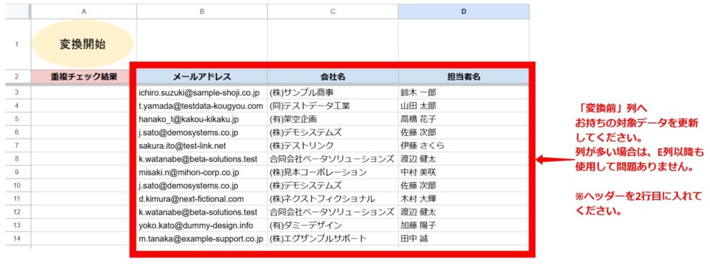 データ張付け案内