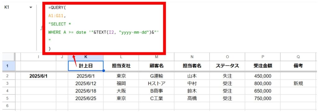 日付で絞る例