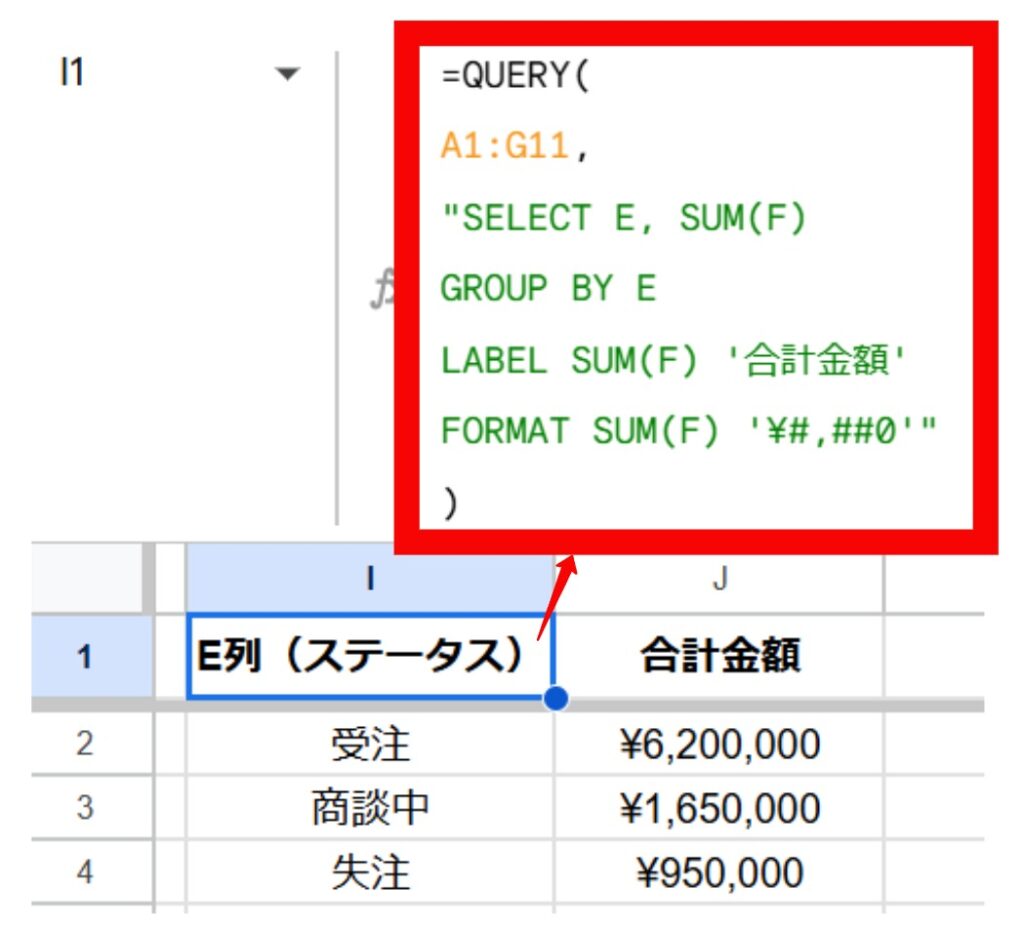 FORMAT句の設定画像